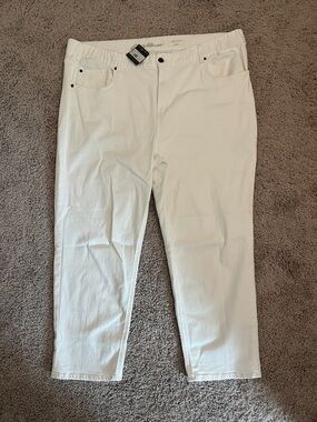 Eddie Bauer boyfriend crop white jeans size 22W NEW NWT XS waist